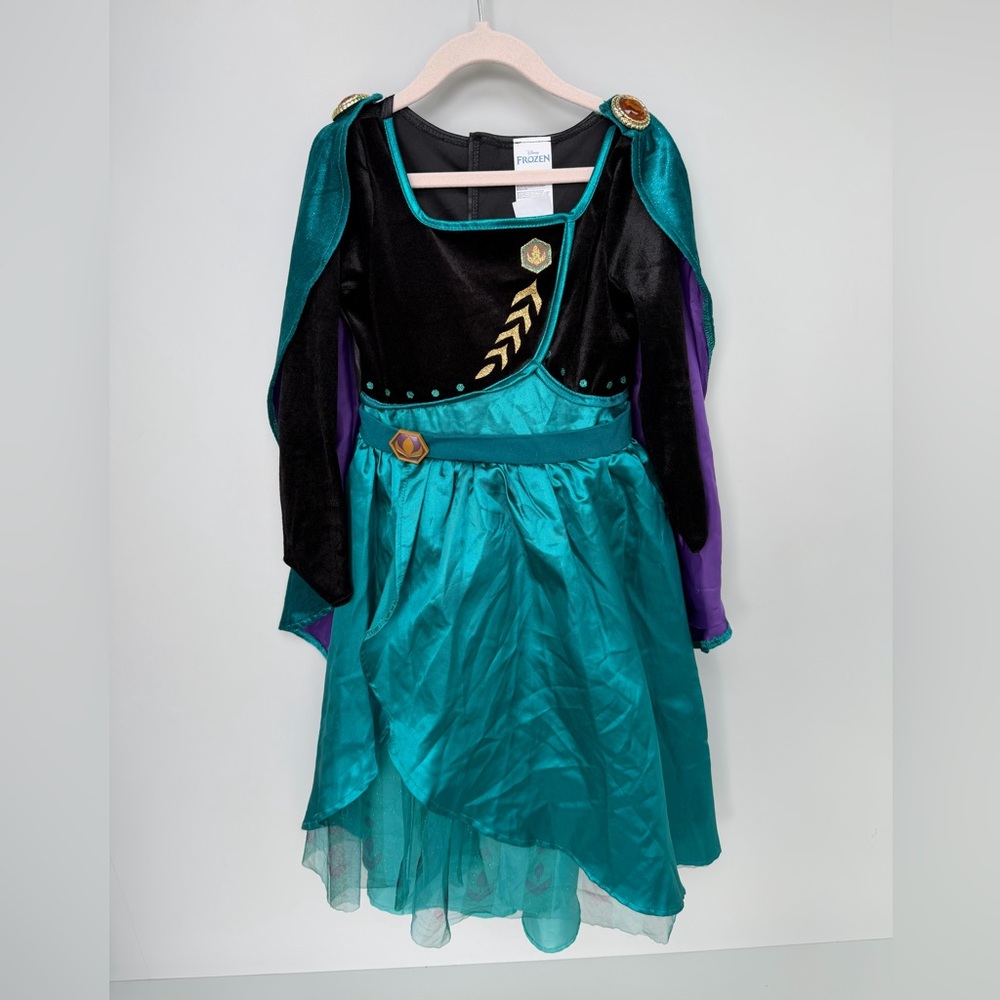 Disney Frozen Princess Ana Teal and Black Costume with Gold Accents